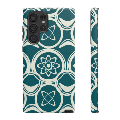 Atomic Geo Tough Phone Case — Teal Retro Science Pattern