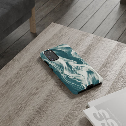 Teal Marble Tough Phone Case — Protective Artistic Swirl Design