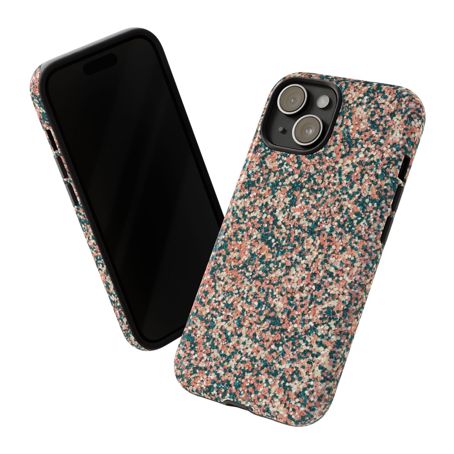 Glitter Speckle Tough Phone Case — Pink & Teal Protective Cover