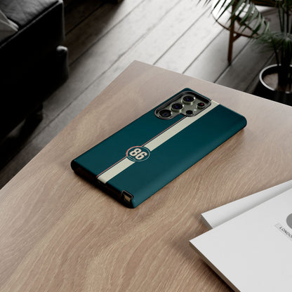 Racing Stripe Phone Case - Retro Teal with Number 86