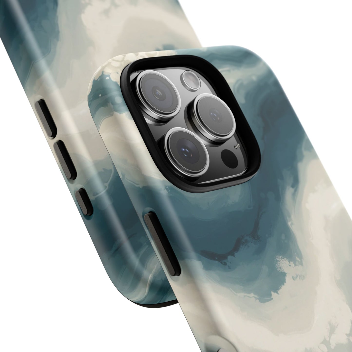 Ocean Wave Marble Phone Case — Teal & Ivory Abstract Tough Case