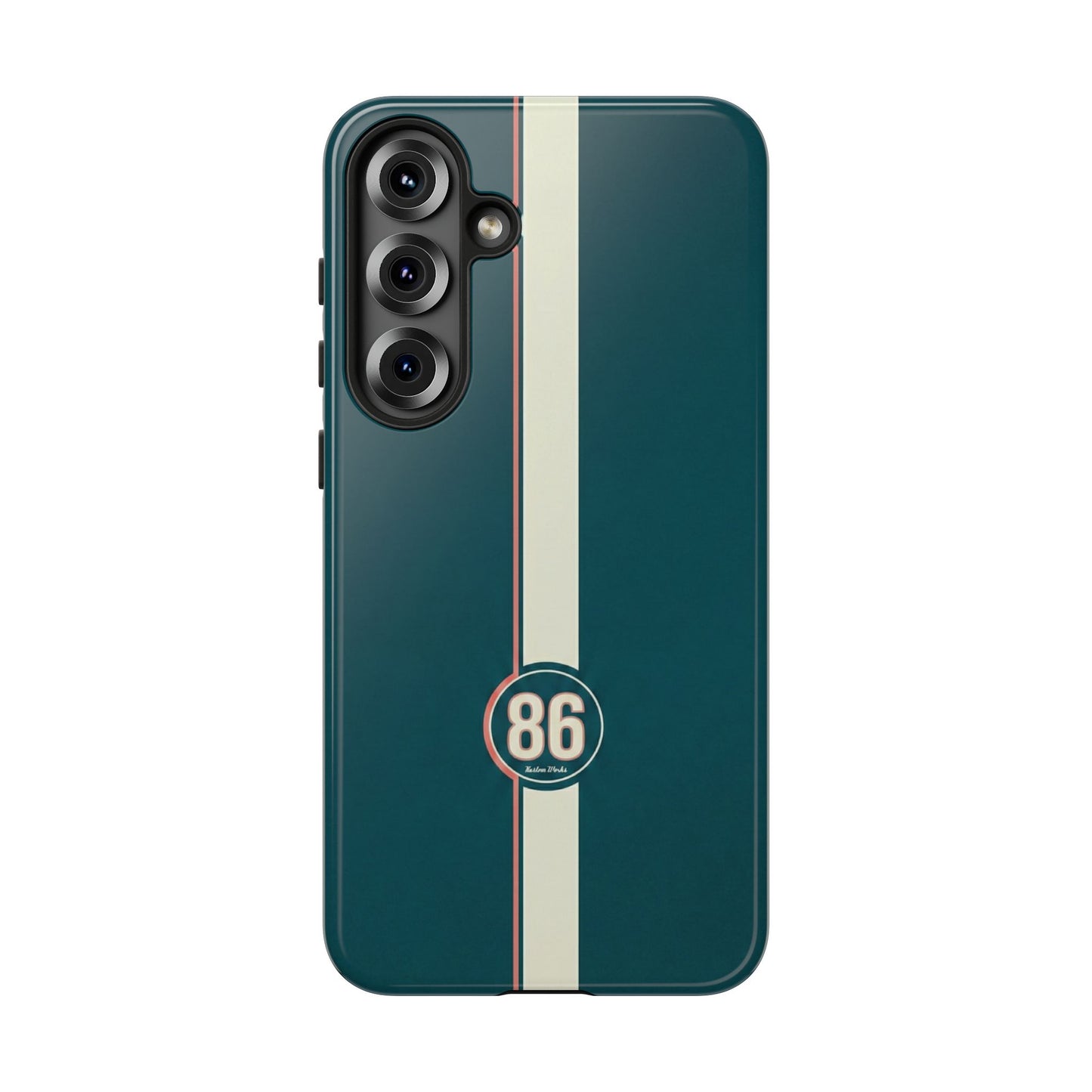 Racing Stripe Phone Case - Retro Teal with Number 86