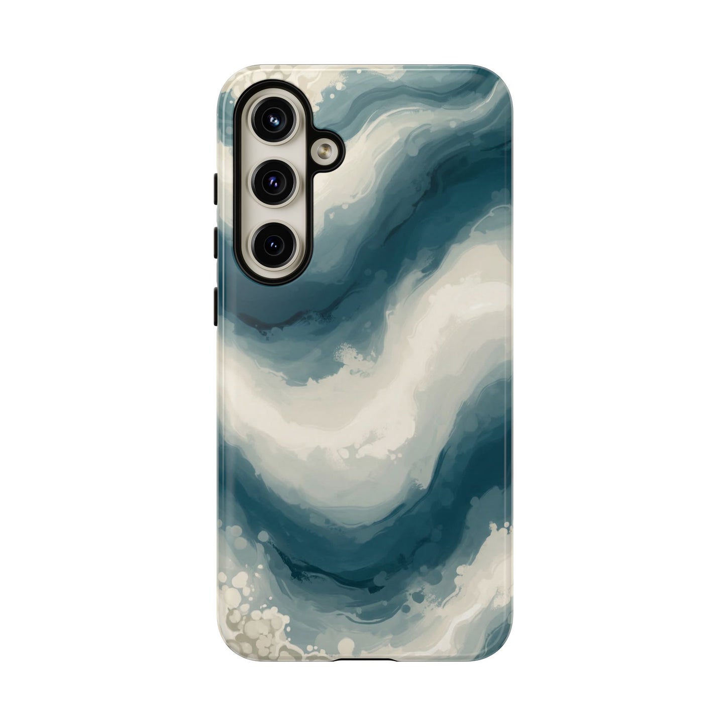 Ocean Wave Marble Phone Case — Teal & Ivory Abstract Tough Case