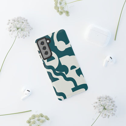Abstract Teal Pattern Phone Case — Modern Geometric Tough Case