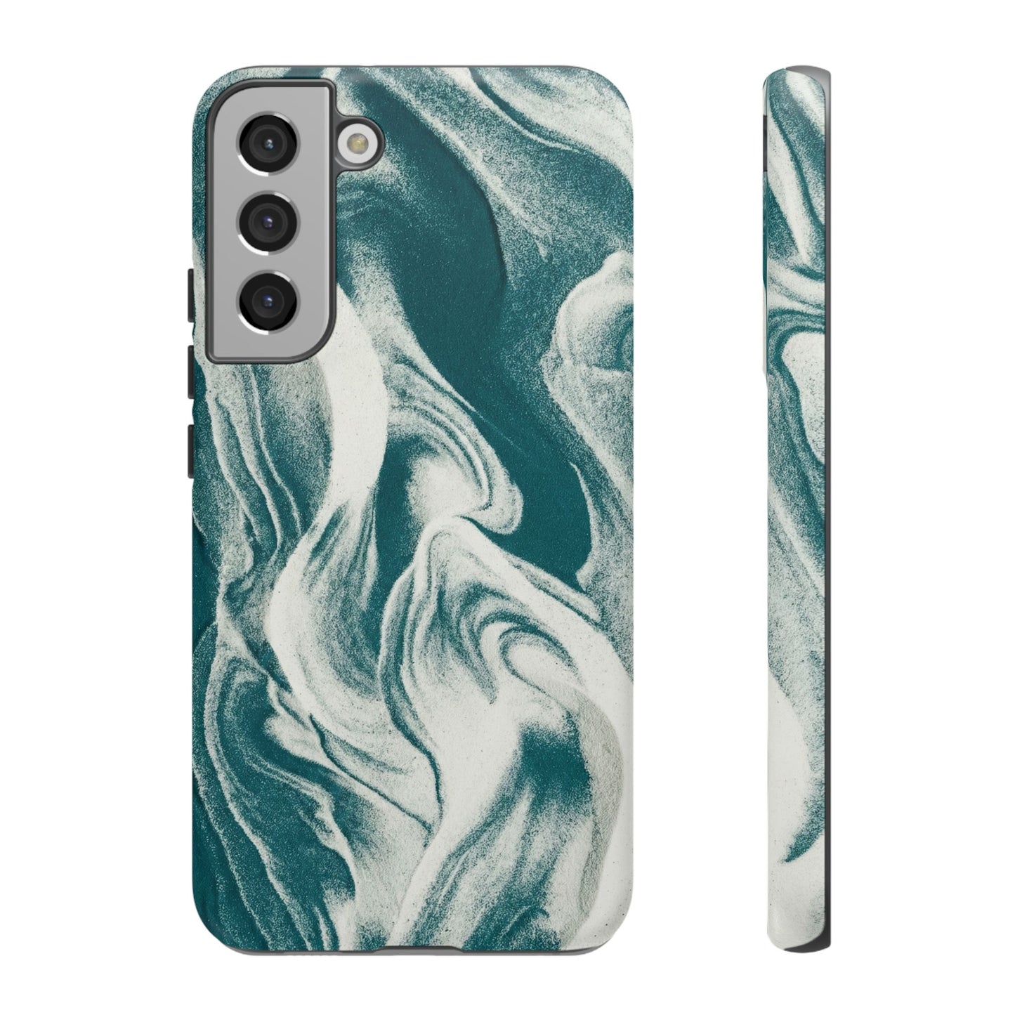 Teal Marble Tough Phone Case — Protective Artistic Swirl Design