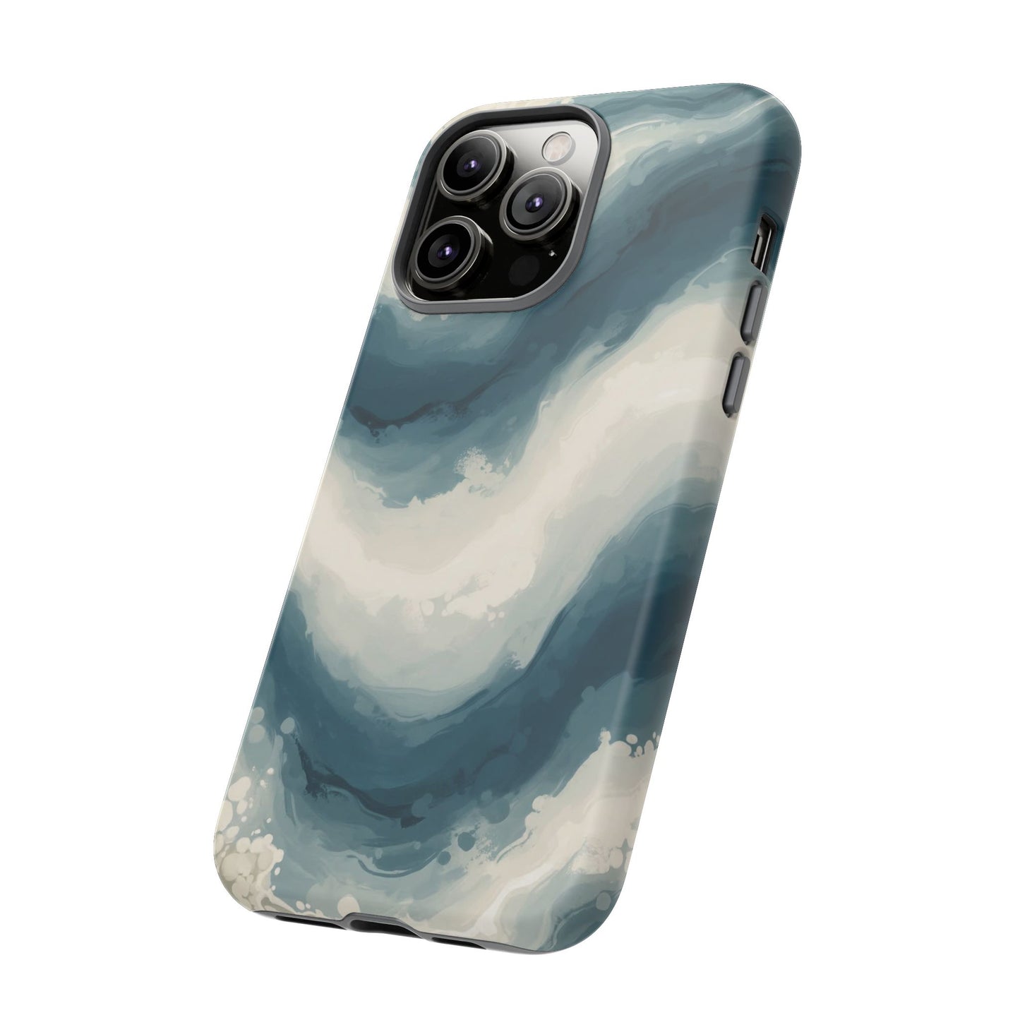 Ocean Wave Marble Phone Case — Teal & Ivory Abstract Tough Case