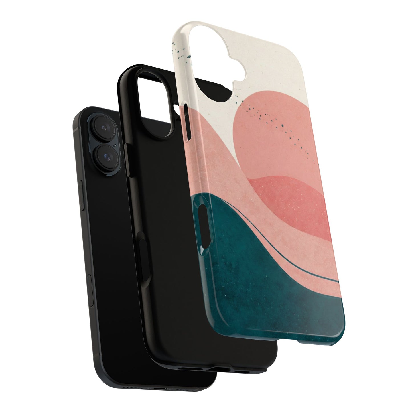 Abstract Sunset Phone Case — Pink & Teal Wave Tough Case