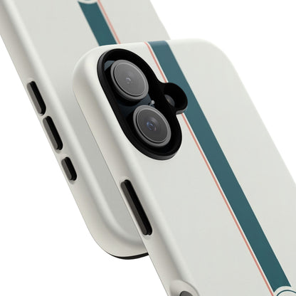 Racing Stripe Tough Phone Case — Retro White With '86 Circle Badge