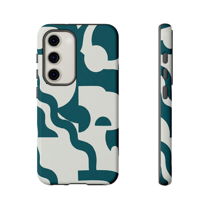 Abstract Teal Pattern Phone Case — Modern Geometric Tough Case