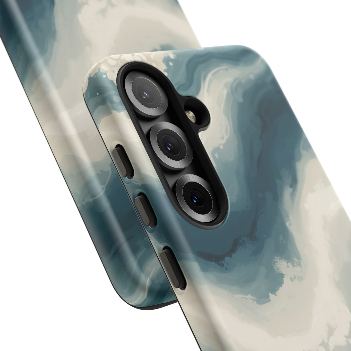 Ocean Wave Marble Phone Case — Teal & Ivory Abstract Tough Case
