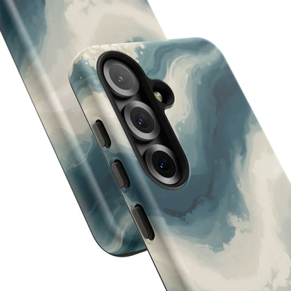 Ocean Wave Marble Phone Case — Teal & Ivory Abstract Tough Case