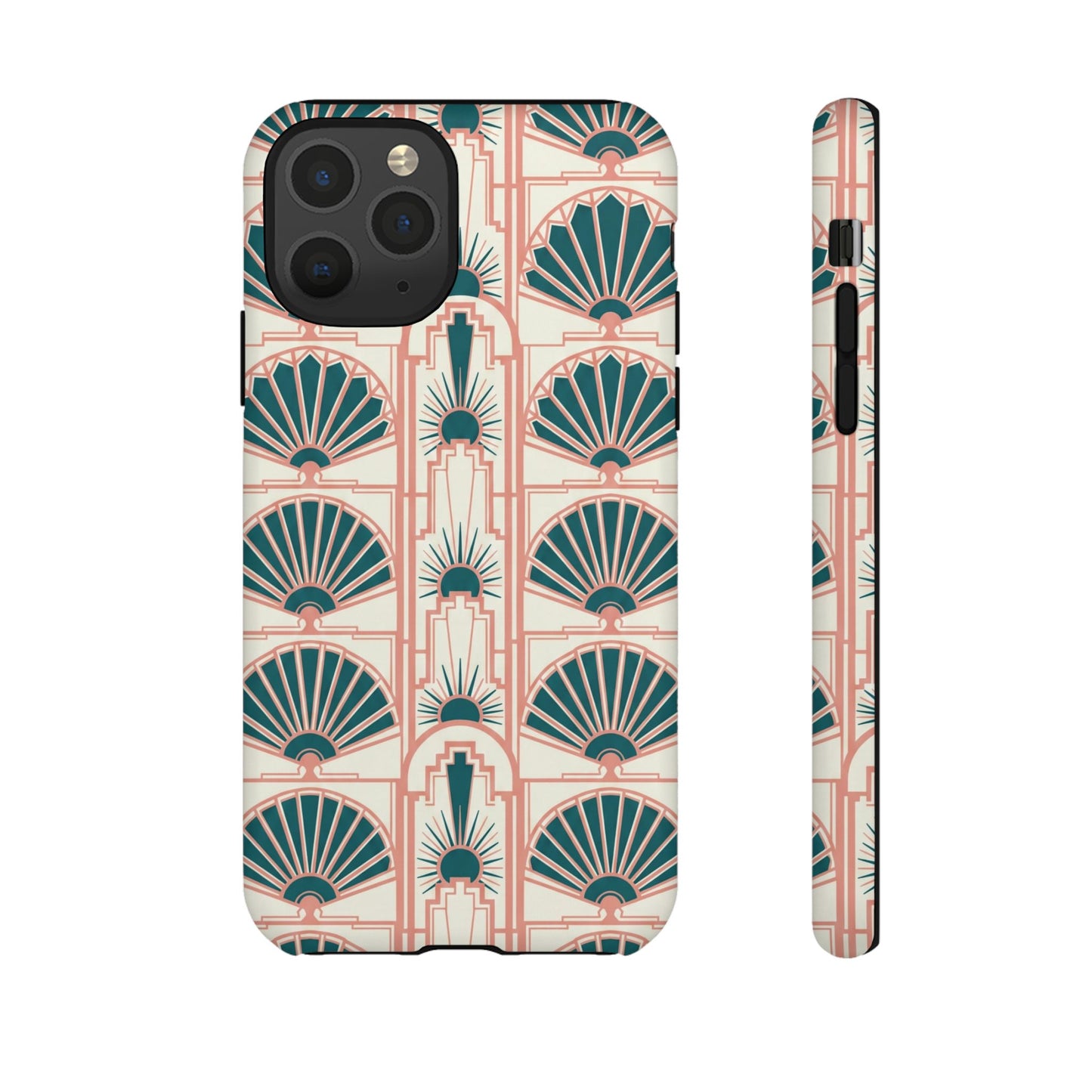 Art Deco Fan Pattern Tough Phone Case — Retro Geometric iPhone Cover