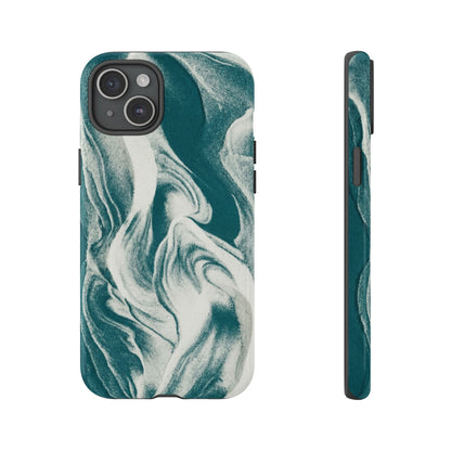 Marble Teal Tough Phone Case — Swirl Pattern Protective Cover