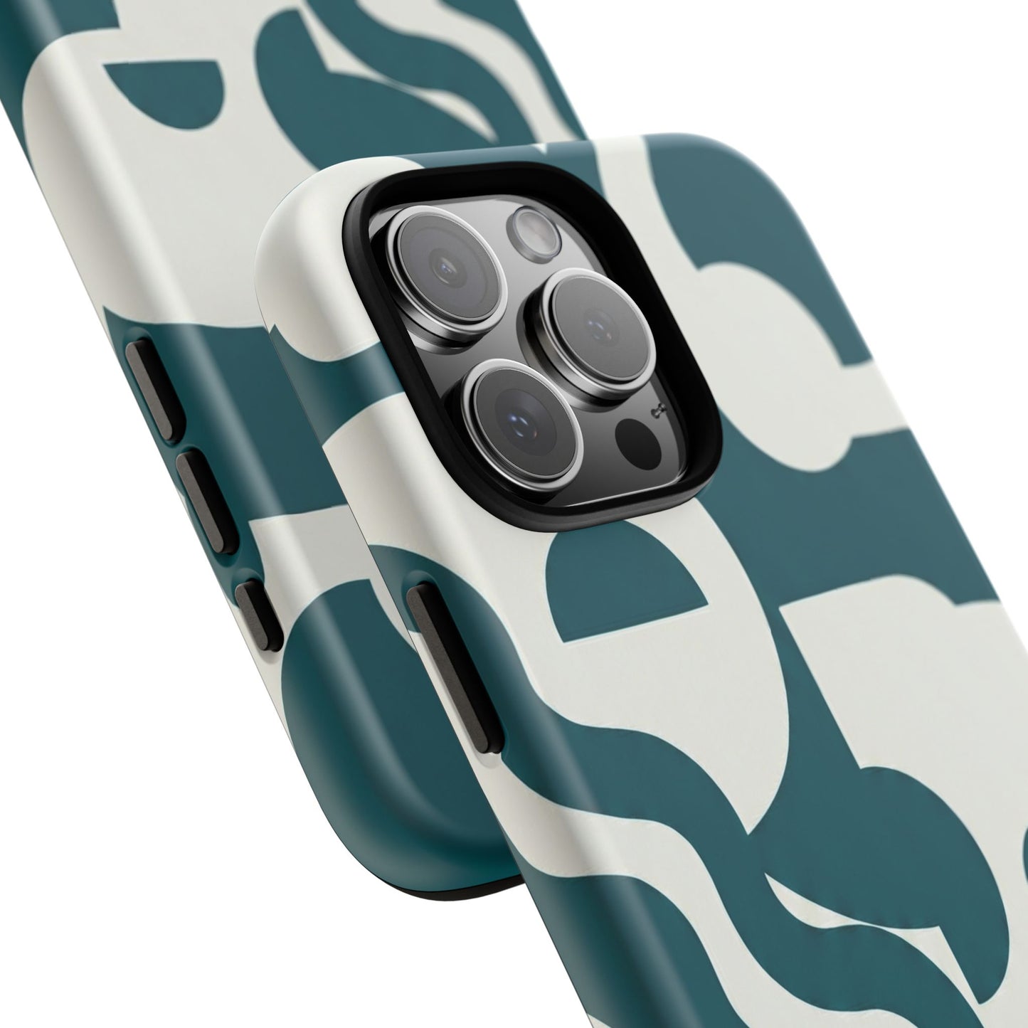 Abstract Teal Shapes Phone Case — Modern Geometric Tough Case