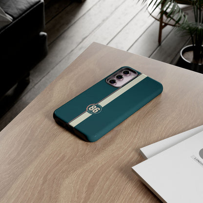 Racing Stripe Phone Case - Retro Teal with Number 86
