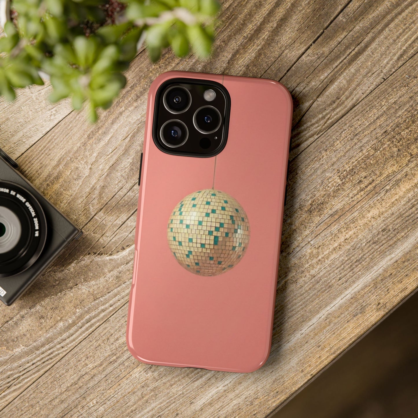 Disco Ball Tough Phone Case — Retro Pink Protective iPhone Cover