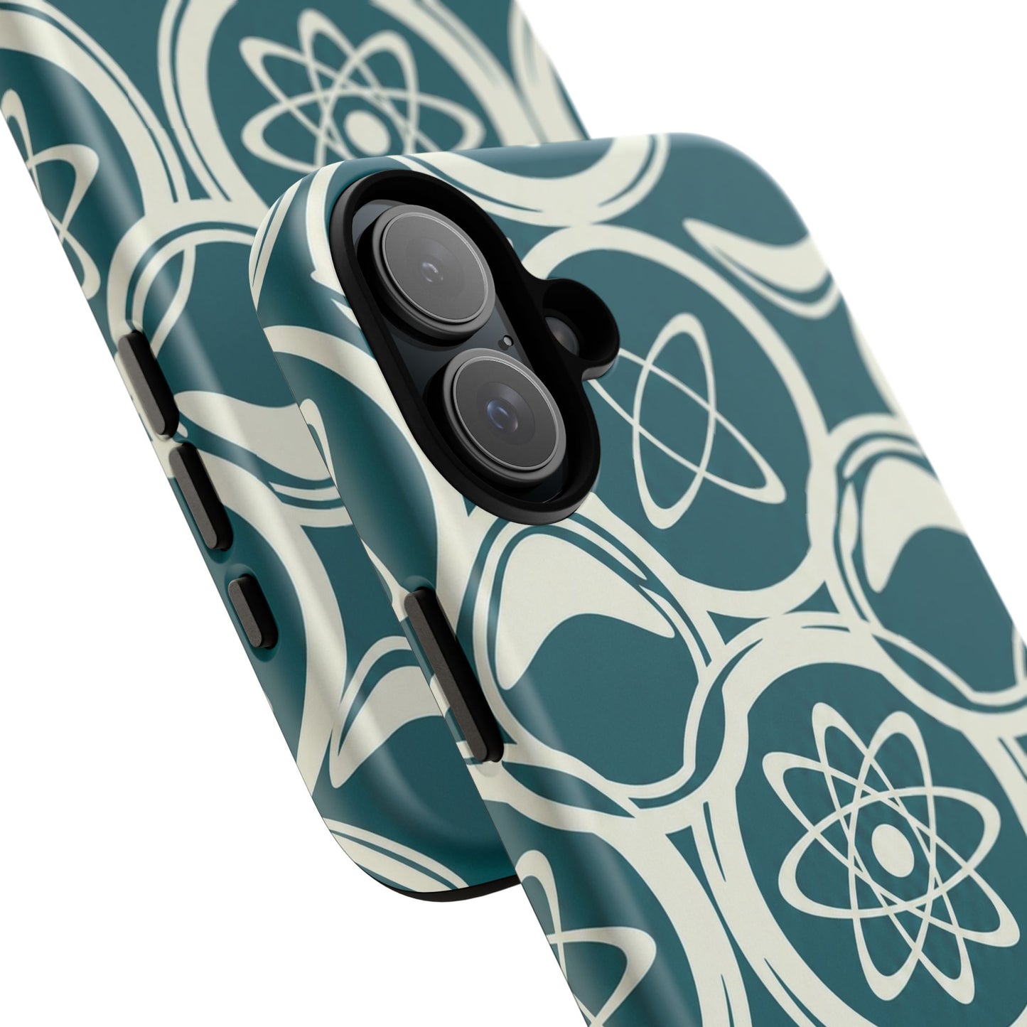 Teal Retro Atomic Pattern Tough Phone Case - Mid-Century Science Design
