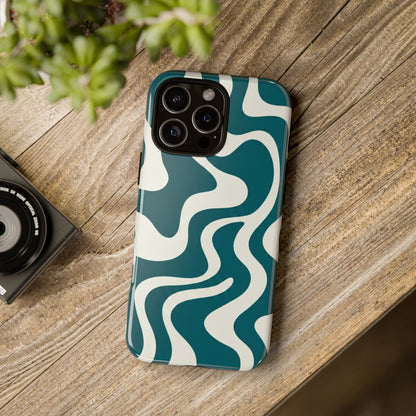 Teal Retro Swirl Tough Phone Case