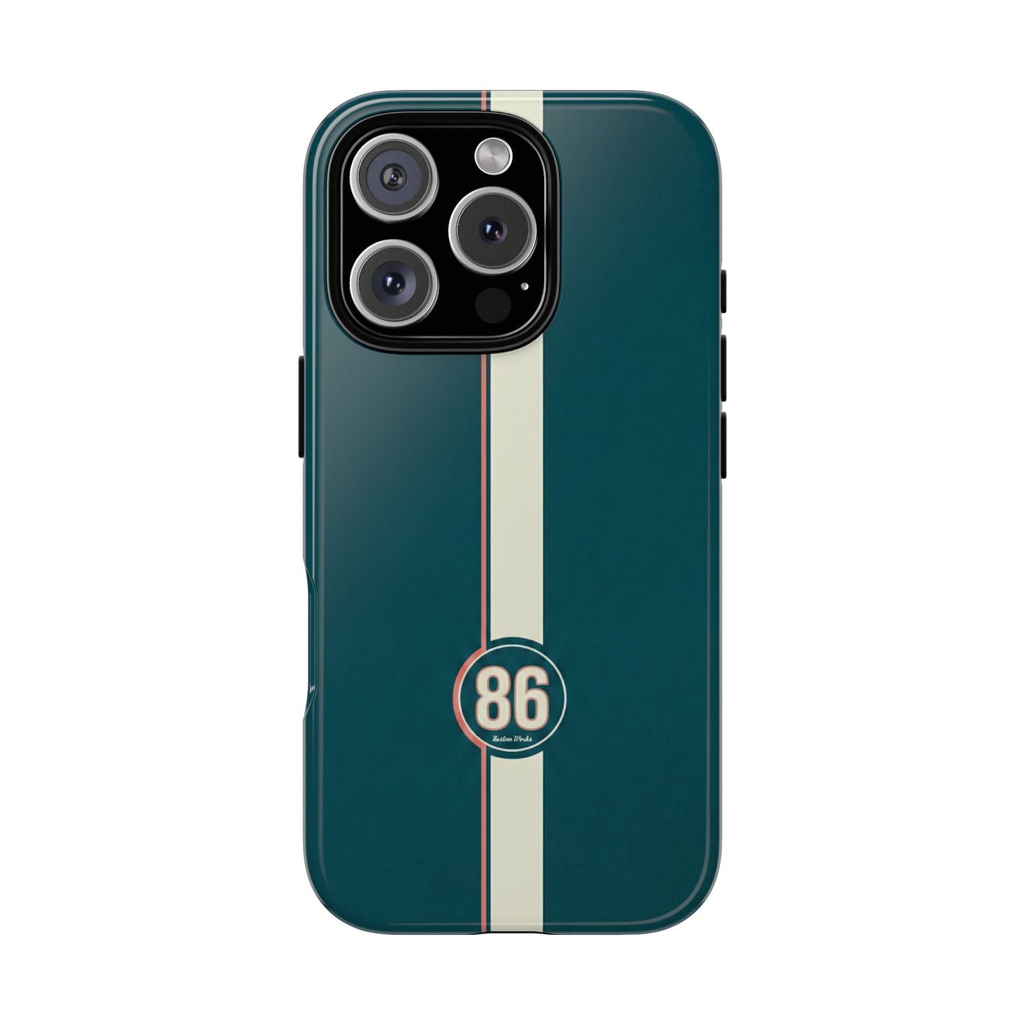 Racing Stripe Phone Case - Retro Teal with Number 86