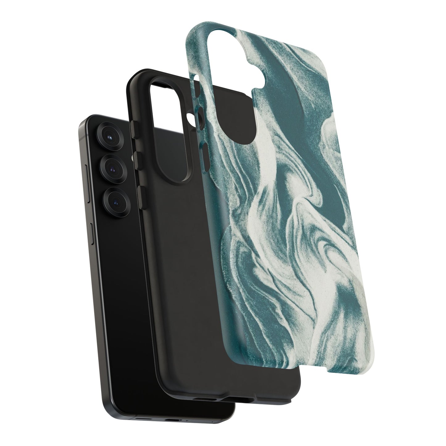 Teal Marble Tough Phone Case — Protective Artistic Swirl Design