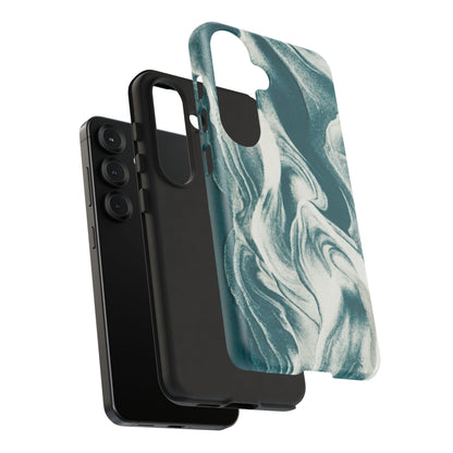 Teal Marble Tough Phone Case — Protective Artistic Swirl Design