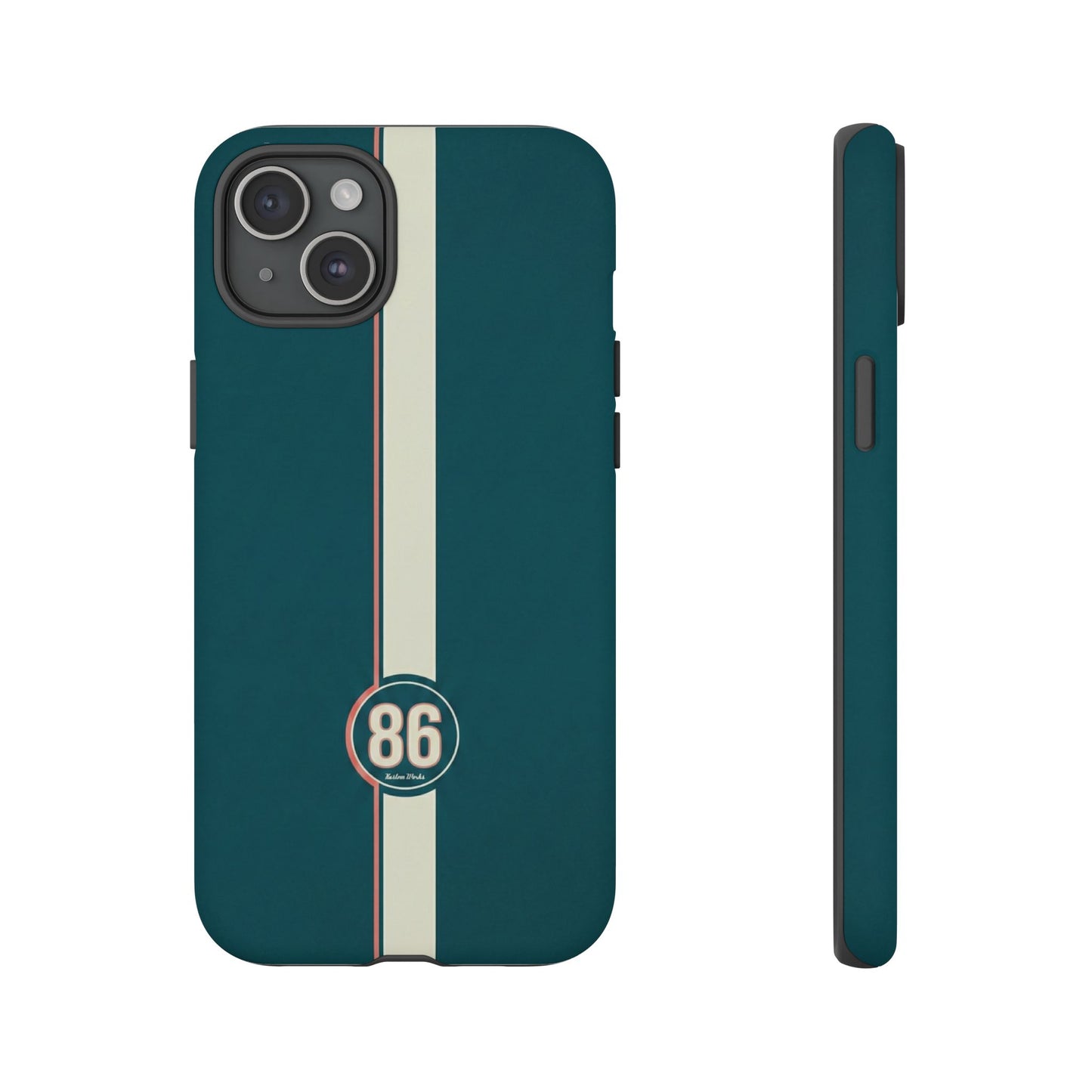 Racing Stripe Phone Case - Retro Teal with Number 86