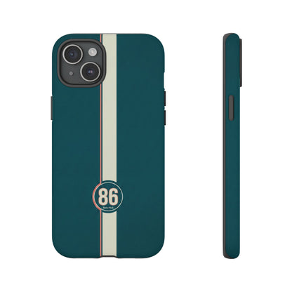 Racing Stripe Phone Case - Retro Teal with Number 86