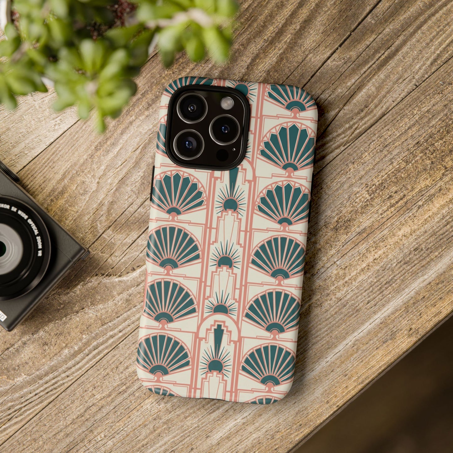 Art Deco Fan Pattern Tough Phone Case — Retro Geometric iPhone Cover
