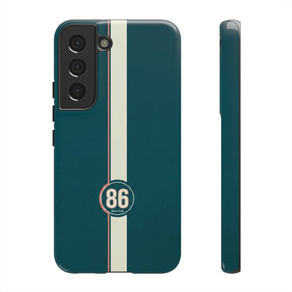 Racing Stripe Phone Case - Retro Teal with Number 86