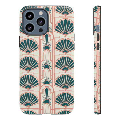 Art Deco Fan Pattern Tough Phone Case — Retro Geometric iPhone Cover