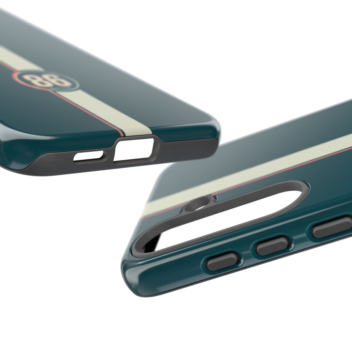 Racing Stripe Phone Case - Retro Teal with Number 86