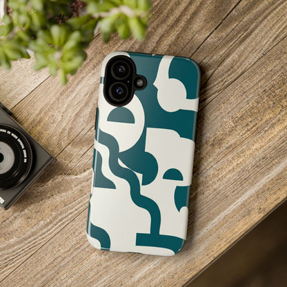 Abstract Teal Shapes Phone Case — Modern Geometric Tough Case