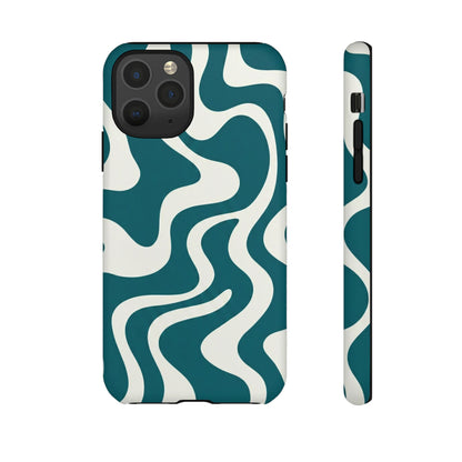 Teal Retro Swirl Tough Phone Case