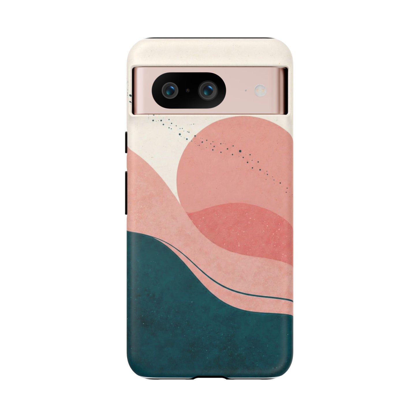 Abstract Sunset Phone Case — Pink & Teal Wave Tough Case