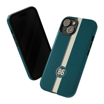 Racing Stripe Phone Case - Retro Teal with Number 86