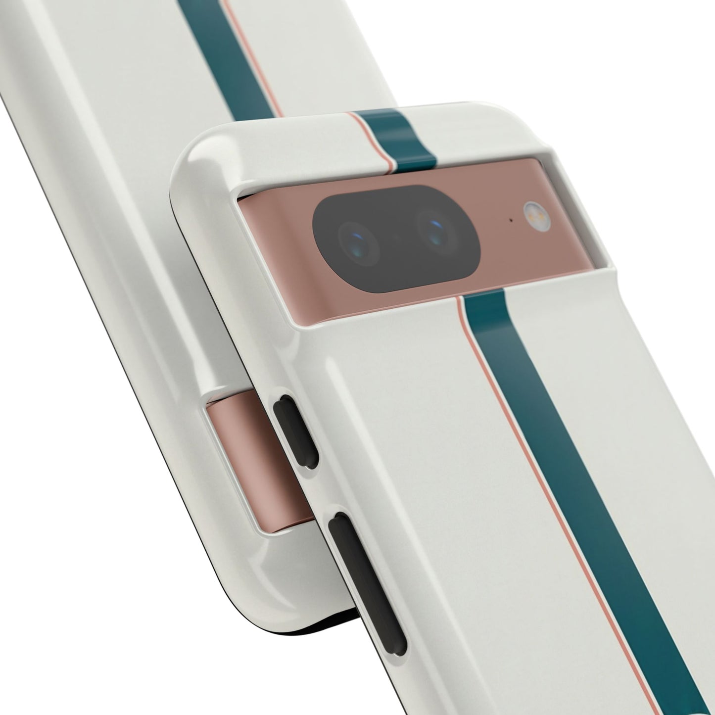 Racing Stripe Tough Phone Case — Retro White With '86 Circle Badge