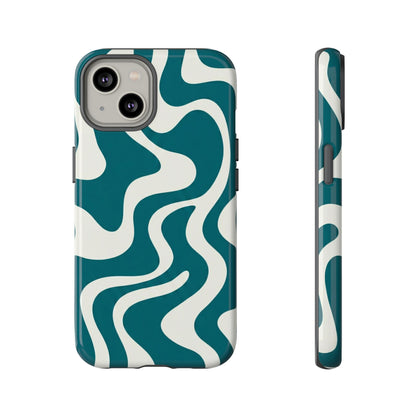 Teal Retro Swirl Tough Phone Case