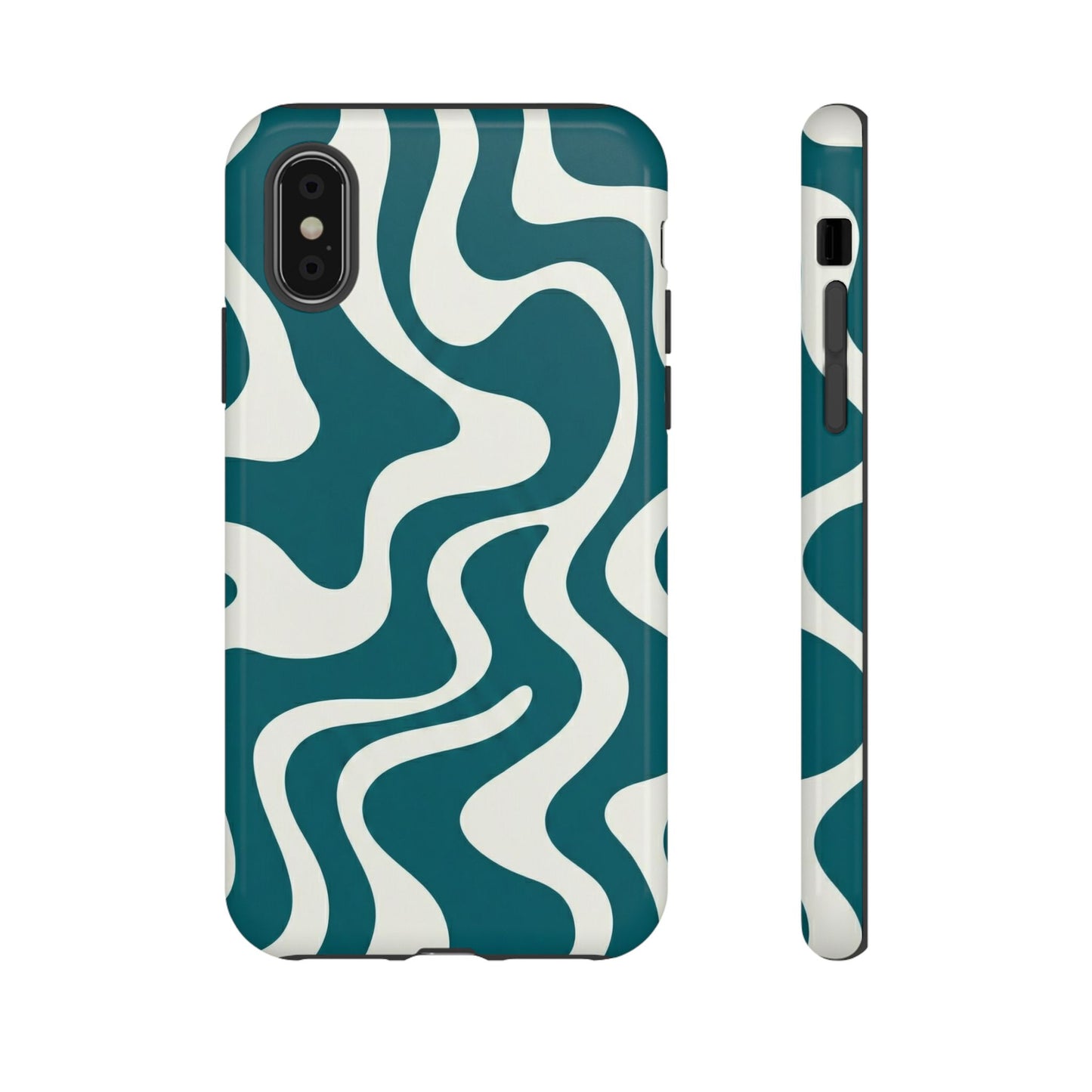 Teal Retro Swirl Tough Phone Case