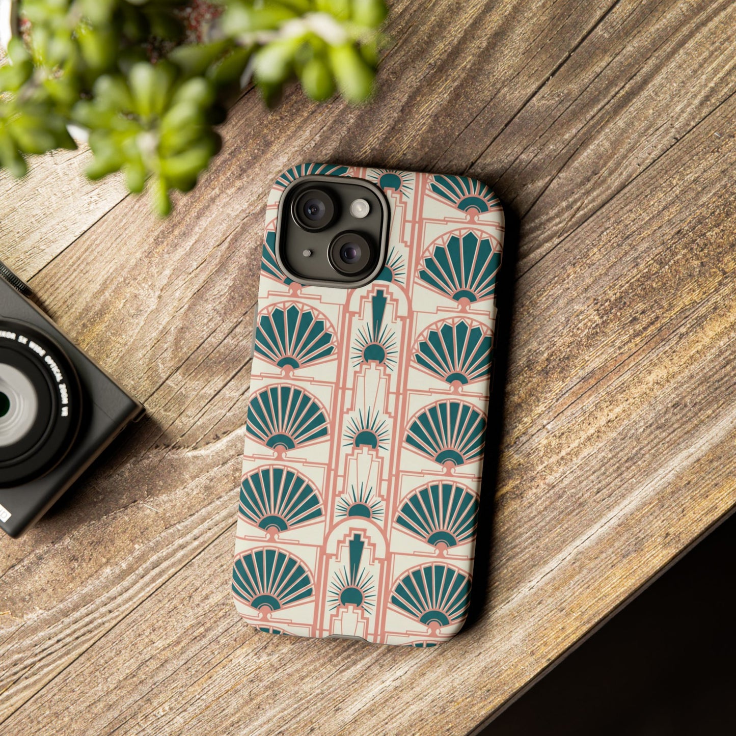 Art Deco Fan Pattern Tough Phone Case — Retro Geometric iPhone Cover