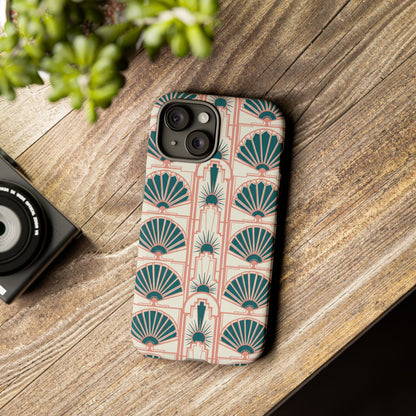 Art Deco Fan Pattern Tough Phone Case — Retro Geometric iPhone Cover