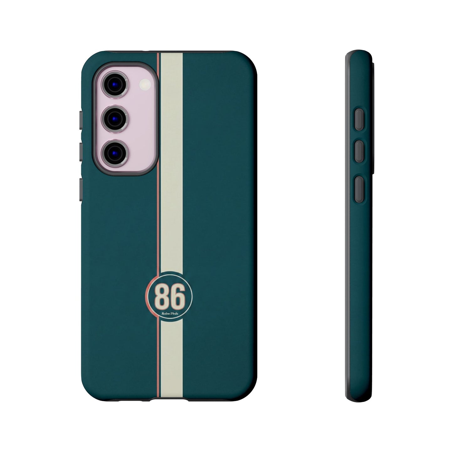Racing Stripe Phone Case - Retro Teal with Number 86