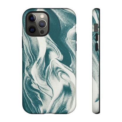 Marble Teal Tough Phone Case — Swirl Pattern Protective Cover