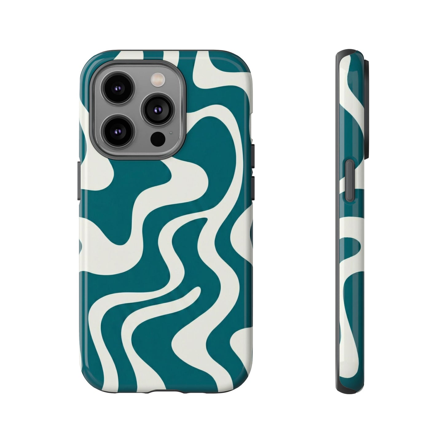 Teal Retro Swirl Tough Phone Case