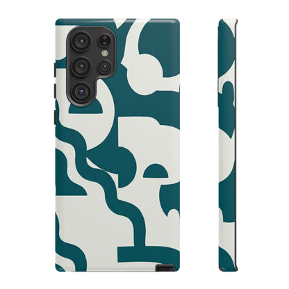 Abstract Teal Pattern Phone Case — Modern Geometric Tough Case