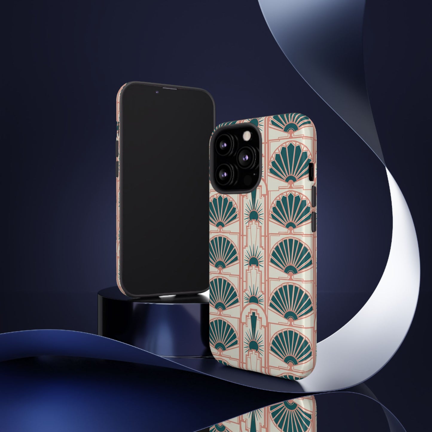 Art Deco Fan Pattern Tough Phone Case — Retro Geometric iPhone Cover