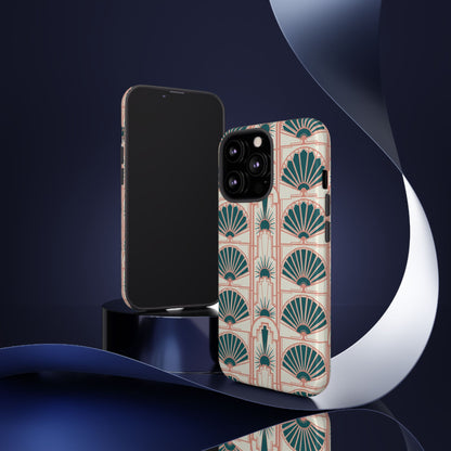 Art Deco Fan Pattern Tough Phone Case — Retro Geometric iPhone Cover
