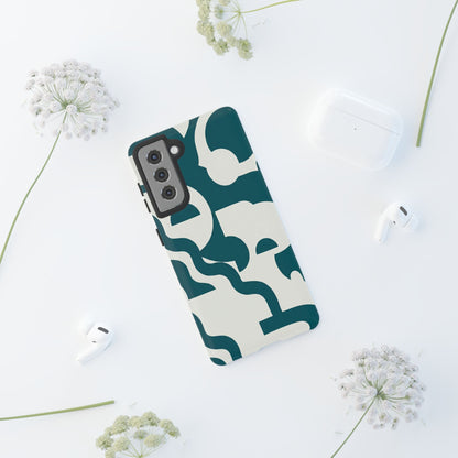 Abstract Teal Pattern Phone Case — Modern Geometric Tough Case