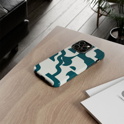 Abstract Teal Shapes Phone Case — Modern Geometric Tough Case