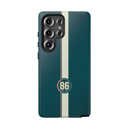 Racing Stripe Phone Case - Retro Teal with Number 86