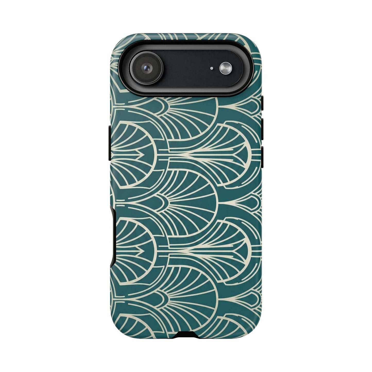 Art Deco Teal Pattern Tough Phone Case — Vintage Geometric Protective Case